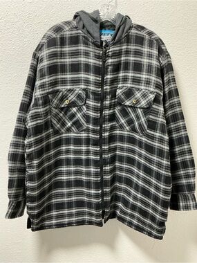 Vintage BTC Bay Trading Co Plaid flannel hooded jacket XL quilted lined grunge